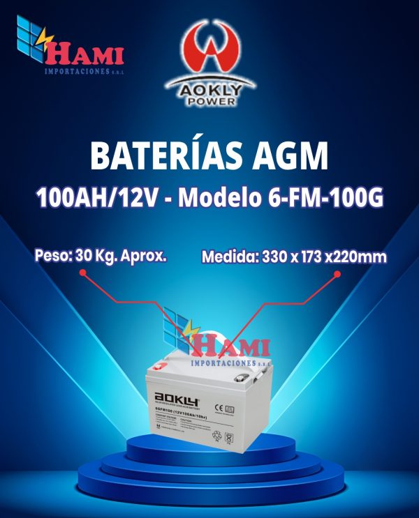 BATERIA AOKLY DE GEL DE 100AH/12V