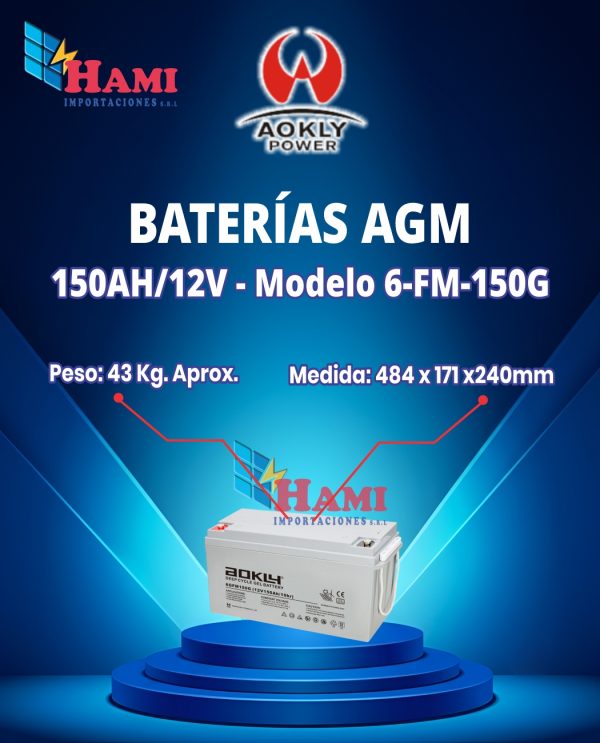 BATERIA AOKLY DE GEL DE 150AH/12V
