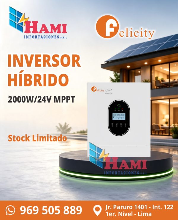 INVERSOR HIBRIDO FELICITY 2000W/24V C/MPPT